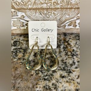 Gold Gemstone Dangle Earrings